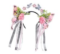 Saiyana Butterfly Designs - Diadema transparente con flores y borlas para ocasiones románticas, accesorios de juego de rol (rosa)