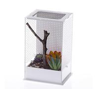 Saiyana Caja de alimentación para cría de casos, terrario de plástico portátil, hábitat transparente para mascotas, 2 cajas de alimentación para reptiles