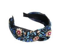 Saiyana Cinta para el pelo bordado México para mujeres y niñas, perfecta para Cincodemayo y ropa de fiesta (diadema azul anudada)