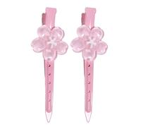 Saiyana Clip de pelo de flores para niñas, horquilla de agarre seguro con pétalos realistas, diseño de resina cómodo para V (rosa)