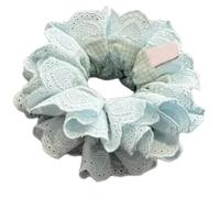 Saiyana Coleteros de princesa, coleteros multicapa, anillos de encaje, adorables gomas para el pelo de varias capas, cuerda para el pelo (doble capa azul)