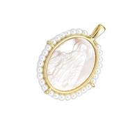 Saiyana Colgante ovalado de la Virgen María para hacer joyas con perlas de agua dulce, Madonna Set mit 3mm, Cobre
