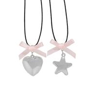 Saiyana Collar con colgante de corazón y estrella, 2 unidades, longitud ajustable, joyería de moda, Wie gezeigt, Cuerda de cera CCB