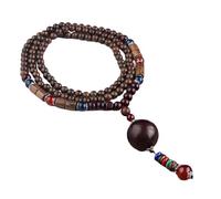 Saiyana Collar de cuentas de madera hecho a mano, collar de cuentas de madera, delicada cadena de suéter, regalo unisex, Sandelholzkugel 2, Plástico/Resina