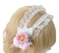 Saiyana Diadema azul estilo francés, diademas de encaje floral, accesorio para el cabello, delicado y elegante tocado para (rosa claro)