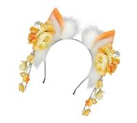 Saiyana Diadema con orejas de lobo, para anime, cosplay, con banda elástica, accesorio para el pelo (naranja)