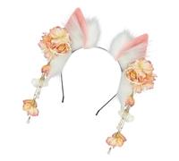Saiyana Diadema con orejas de lobo, para anime, cosplay, con banda elástica, accesorio para el pelo (rosa)
