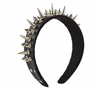 Saiyana Diadema con pinchos, tiaras góticas, diadema de cuero con pinchos, diadema steampunk rock para hombre, diadema punk, diadema de remache para hombre