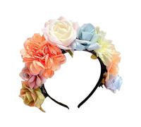Saiyana Diadema de flores para niños, hermosa diadema de maquillaje, diadema de boda para bodas y actuaciones (verde, rosa y rosa)