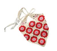 Saiyana Diadema de ganchillo bandanas de cabeza rural bufanda femenina étnica decoración del cabello elegante bufanda de pelo de viaje (girasol rojo)