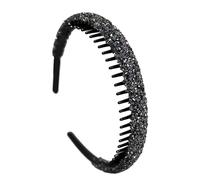 Saiyana Diadema de pelo de dientes negro para niñas, suave, elástica, alta elasticidad, accesorios para el cabello versátiles (gris)