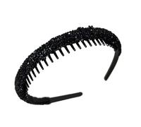 Saiyana Diadema de pelo de dientes negros para niñas, suave, elástica, alta elasticidad, accesorios para el cabello versátiles(negro)
