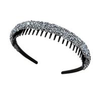 Saiyana Diadema de pelo de dientes negros para niñas, suave, elástica, alta elasticidad, accesorios para el cabello versátiles(plata)