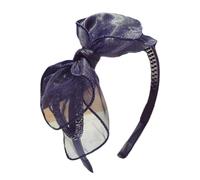 Saiyana Diadema de tul con lazo para mujer, elegante diadema para disfraz, tocado antideslizante, para mascarada (azul marino)