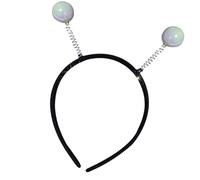 Saiyana Diadema elástica con bola de primavera para mujeres y niñas, color blanco