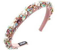 Saiyana Diadema elegante con detalles de perlas, tocado de fiesta a la moda, diademas casuales, tocado para el cabello para mujer (rosa)