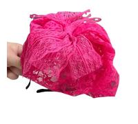 Saiyana Diadema elegante con lazos de encaje y diadema para mujer, estilo vintage, tocado para la cabeza, diadema para pa (rojo rosa)