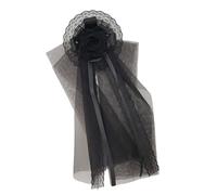 Saiyana Diadema gótica de Lolitas con velo, rosas, decoración, sombrero, estilo minimalista para cosplay y fiestas (negro)