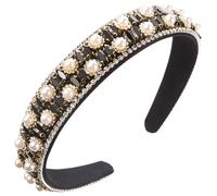 Saiyana Diademas de estrás para mujer, de ala ancha, estilo barroco, para lavar la cara, adolescentes (negro)