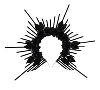 Saiyana Elegante diadema de flores plateadas, accesorio para el pelo, accesorio de moda para la cabeza, decoración para Halloween, Cospla(negro)