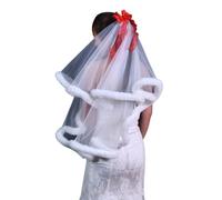 Saiyana Elegante velo corto de novia, peine de tul, velo de novia romántico de tul blanco para despedida de soltero (blanco)