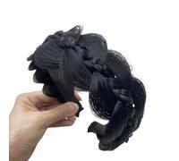 Saiyana Elegantes diademas de malla de hueso de pescado para un peinado sin esfuerzo y cómodas pelucas de fibra sintética para el cabello todo el mundo (negro natural)