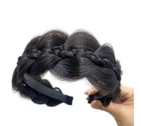 Saiyana Elegantes diademas de malla de hueso de pescado para un peinado sin esfuerzo y cómodas pelucas de fibra sintética para el cabello todo el mundo (marrón negro)