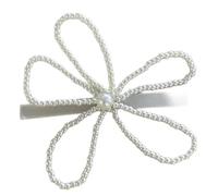 Saiyana Horquilla de pelo con perlas artificiales, elegante horquilla para el pelo, clip de pico de pato, pinzas laterales para el pelo para mujer, color beige