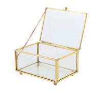 Saiyana Joyero de cristal vintage de metal dorado, rectangular, geométrico, organizador de joyas, caja para estuche para decoración del hogar, dispensador de toallitas para bebés sobre la marcha