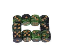 Saiyana Juego de 10 dados de resina de 16 mm D6 con bordes redondos, color negro, verde y dorado, 6 caras, 16 mm