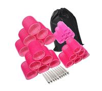 Saiyana Juego de 6 ruletas de pelo con clip de metal para peinados cortos y eventos formales, herramienta de peinado rápido (rojo rosa, 6 juegos de tambor rizado)