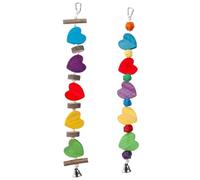 Saiyana Juguete para pájaros, loros, juguete para masticar, jaula de pájaros, juguete para morder, jaula de pájaros pequeños, rompecabezas de madera para tortolitos, 2 piezas, juguete para masticar
