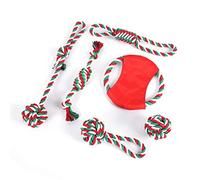 Saiyana Juguetes masticables de Navidad para cachorros, juguetes para masticadores agresivos, juguetes interactivos de tira y afloja para interacción de aburrimiento, duraderos
