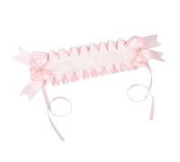 Saiyana Lazos para el pelo, diadema de encaje con cinta larga, diademas, diamantes de imitación, tocado con volantes, fotografía (rosa)