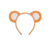 Saiyana Orejas de oso de dibujos animados, diadema, lazos, corbatas, vestido corto, accesorio de moda para el cabello de tela suave para mujeres (oso marrón amarillo EA)