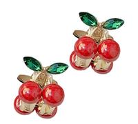 Saiyana Paquete de 2 pequeñas cerezas brillantes pinzas para el pelo, elegante mango de metal, pinzas para garras para mujeres y (color real)