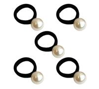 Saiyana Paquete de 5 lazos elásticos para el cabello con diseño de perlas artificiales para mujeres y niñas, cuerda para el pelo (una perla grande)