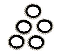 Saiyana Paquete de 5 lazos elásticos para el pelo con diseño de perlas artificiales para mujeres y niñas (perla grande completa)