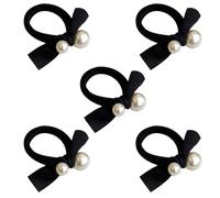 Saiyana Paquete de 5 lazos elásticos para el pelo con diseño de perlas artificiales para mujeres y niñas (lazo de perlas)