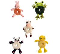 Saiyana Paquete de 5 piezas de pelo de peluche de animales de dibujos animados para niñas y adolescentes, lazos elásticos suaves para el cabello decorativos