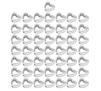 Saiyana Paquete de 50 cuentas espaciadoras en forma de corazón único CCB hueco amor colgante espaciadores accesorios de joyería para cuentas huecas en forma de corazón, talla única, como se describe