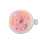 Saiyana Pasador de pelo de donuts no tejido para niños, elegante horquilla, clip de pico de pato, pinzas laterales para el pelo para mujeres, color rosa y blanco