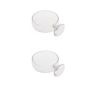 Saiyana Pet Supplies, plato de alimentación para camarones de acuario con ventosa, comedero inferior de vidrio transparente de 2.4 x 0.7 pulgadas, bandeja redonda