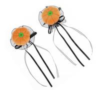 Saiyana Pinza de pelo de calabaza para Halloween para mujeres y niñas, cinta de encaje, pinzas laterales para el pelo para vacaciones, fiesta (naranja)