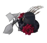Saiyana Pinza para el pelo con diseño de flores, diseño de calavera, con forma de calavera, clip plano, horquilla de Halloween, cilindro elegante, color negro