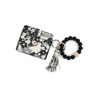 Saiyana Pulsera Llavero Monedero Tarjeta de Crédito Fino Monedero Brazalete Borlas para Mujeres y Niñas Regalo Tarjetero, Negro