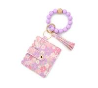 Saiyana Pulsera Llavero Monedero Tarjeta de Crédito Fino Monedero Brazalete Borlas para Mujeres y Niñas Regalo Tarjetero, morado