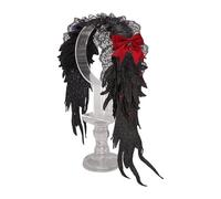 Saiyana Punk Wing Hairband Dark Punk Anime Accesorios para el Cabello Accesorio Ajustable Nudo Diadema para Mujeres Adolescentes Mascarada (Negro y Rojo)