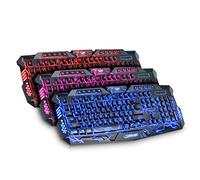 Saiyana Teclado para juegos con patrón de grietas LED iluminado tricolor con retroiluminación para computadora, computadora portátil
