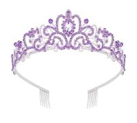 Saiyana Tiaras de diamantes de imitación para mujeres y niñas, elegantes coronas con peine para accesorios de pelo de boda y fiestas, 13 5, Aleación
